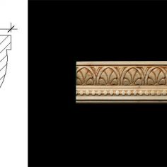 3060 2 3/8′ x 15/16″ Casing or chair rail moulding with a bead reel band and a palmette pattern.