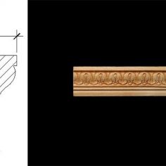 3063 1 1/8″ x 1 3/16″ Back band moulding with a 5.16″ x 1/4″ off set base featuring a lambs tongue design.
