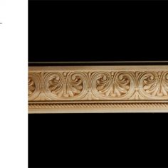 3067 2 15/16″ x 3/4″ Chair rail moulding with an inverted acanthus leaf pattern and a rope detail.