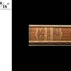 3088 2 11/16″ x 9/16″ Chair rail featuring a reeded background with a horizontal acanthus leaf pattern divided by geometric circles and completed with a double bead and barrel detail.
