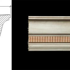 3098 4 1/2″ x 2 7/16″ Crown moulding with simple mil work and a vertical reed detail.
